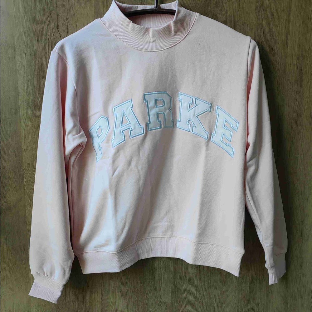 Parker Women's Light Pink Sweatshirt with Blue Lettering